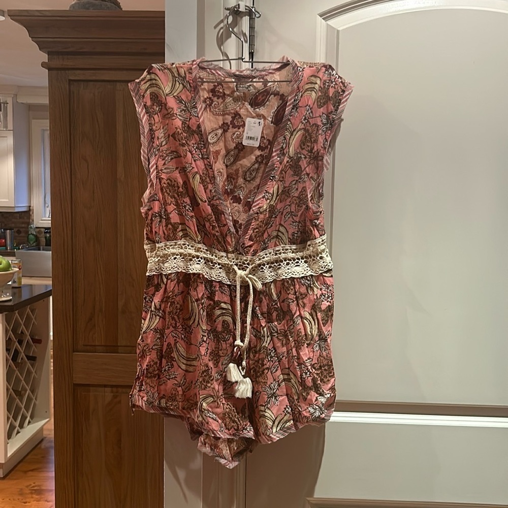 🎀 NWT FREE PEOPLE Watching Waves Print Romper medium - Picture 4 of 12